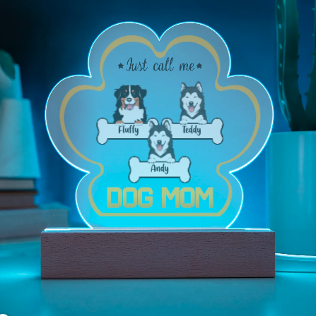 Customized Acrylic Dog Mom Paw Plaque