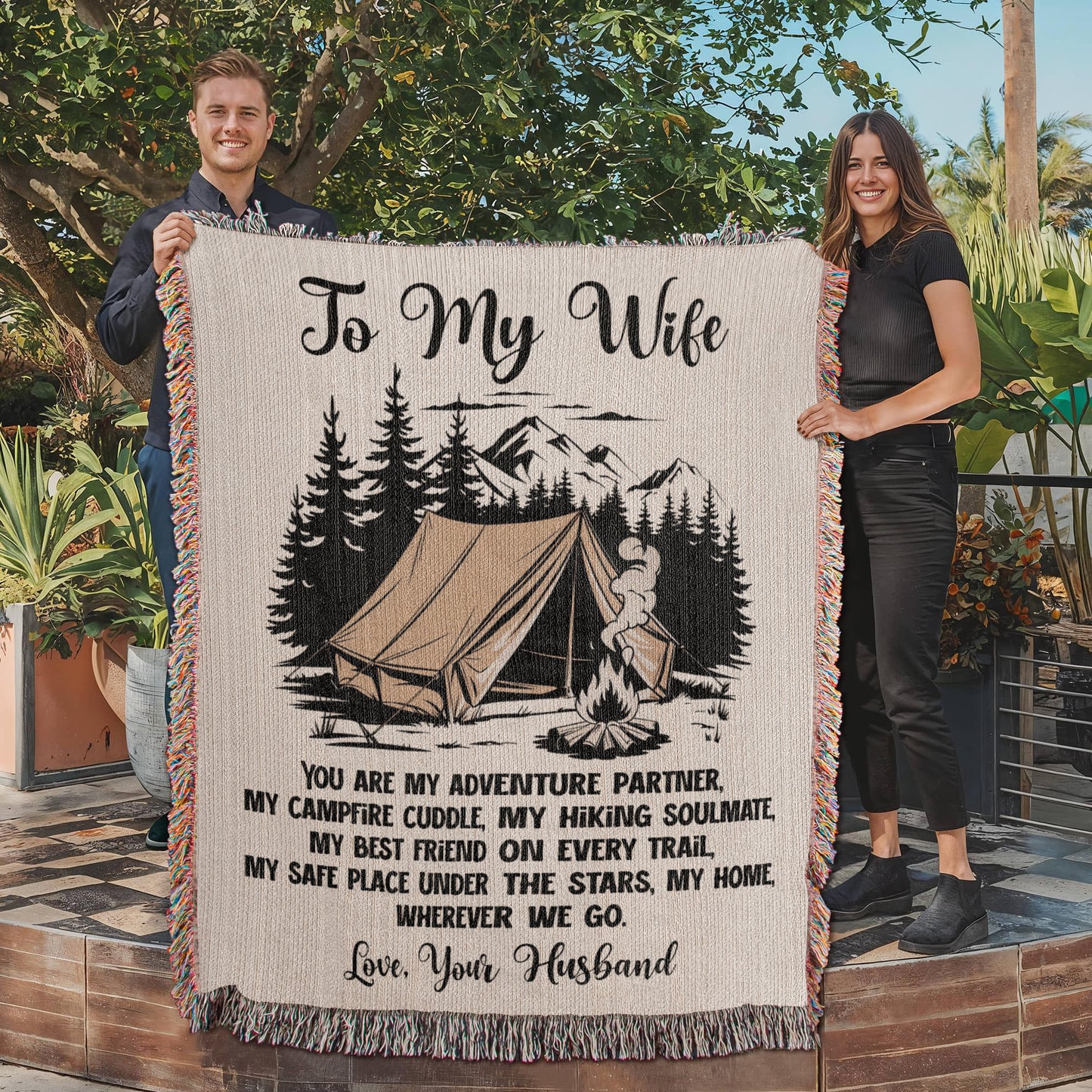 Camping Blanket Gift for Wife – My Adventure Partner, My Home on Every Trail