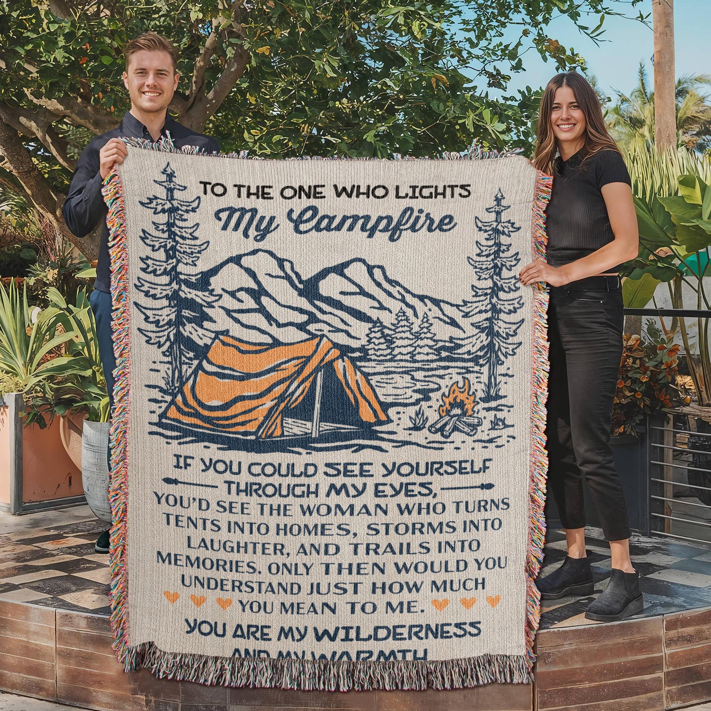 To the One Who Lights My Campfire – Cozy Wilderness Love Blanket 🏕️