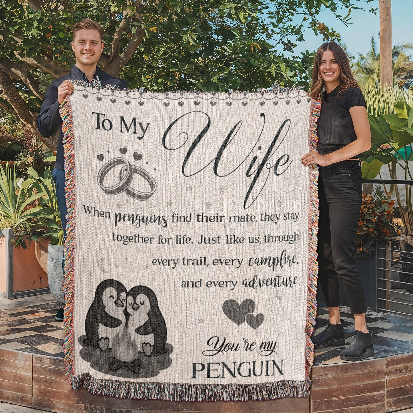 Camping Blanket Gift – For the Wife Who’s Your Forever Penguin