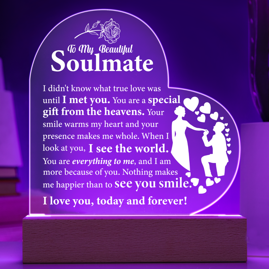 To my Soulmate - Never Forget That I love You, Love Your Husband (Acrylic Heart Plaque)