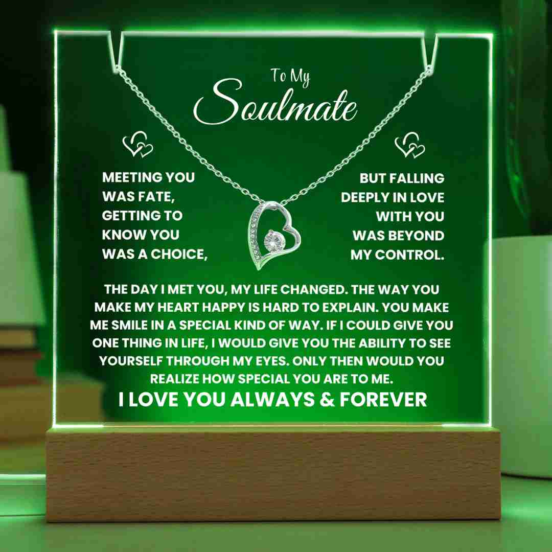 To My Soulmate - The Day I Met You, My Life Changed - Square Acrylic and the beautiful Forever Love Necklace