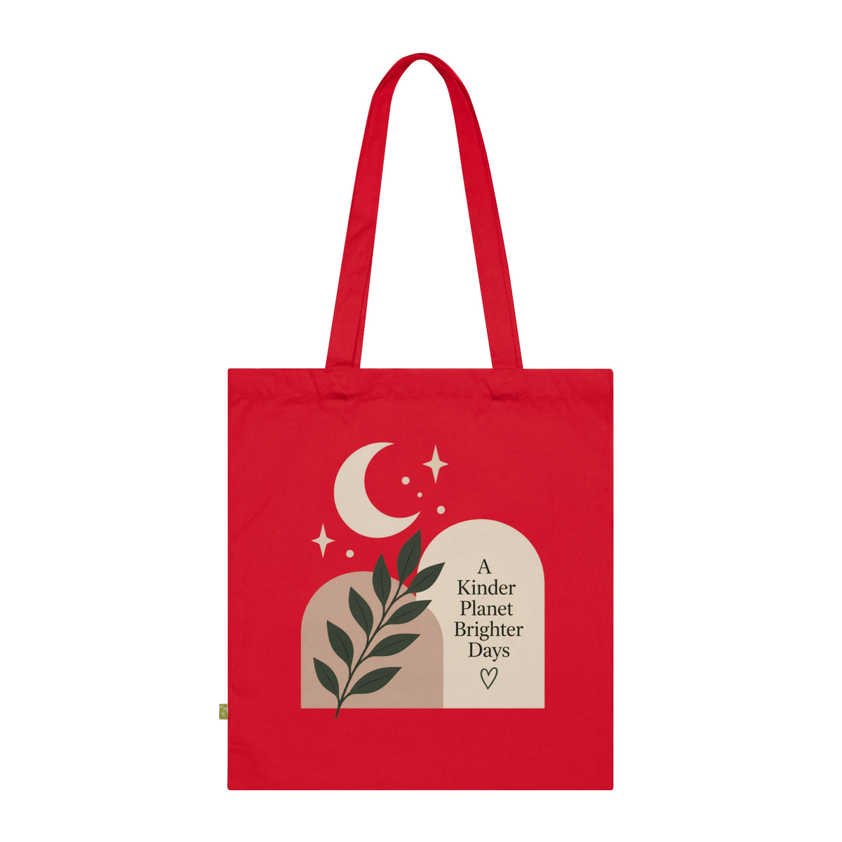 Eco Tote Bag — "A Kinder Planet Brighter Days" Moon & Leaf Design