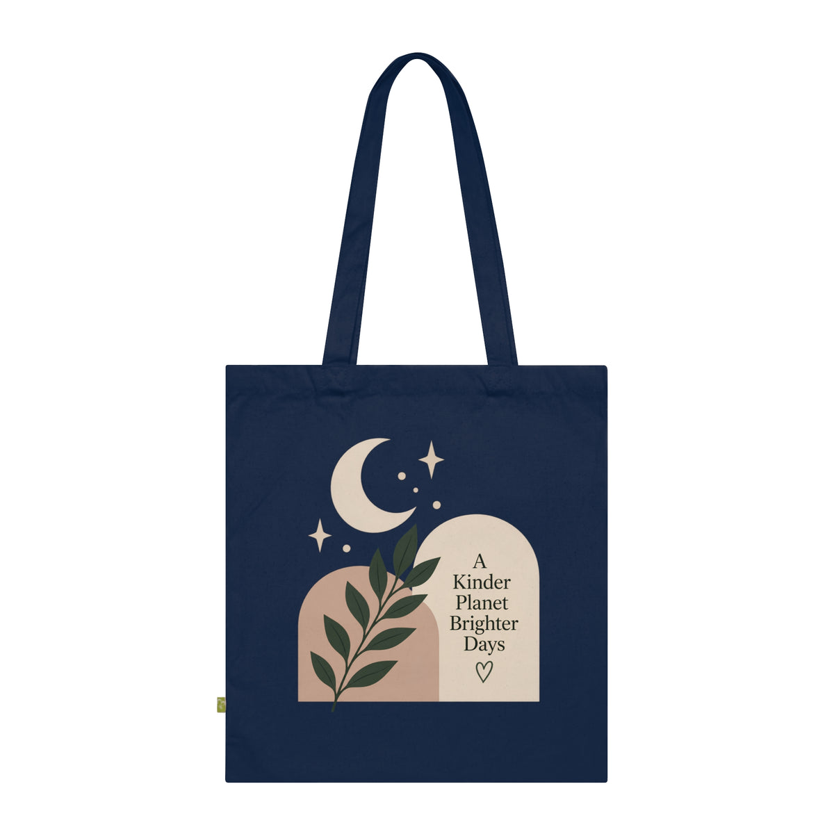Eco Tote Bag — "A Kinder Planet Brighter Days" Moon & Leaf Design