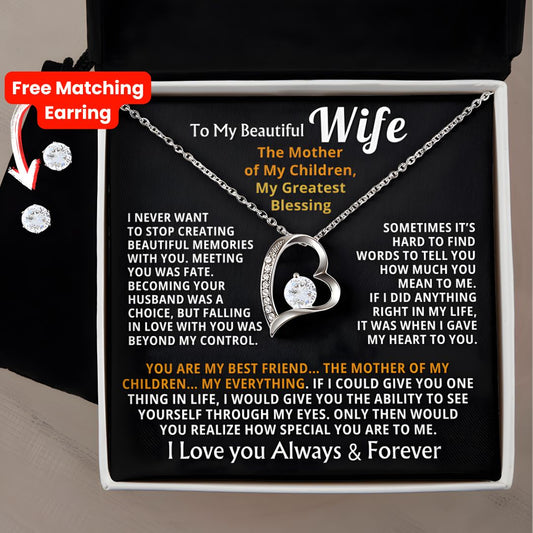 To My Beautiful Wife — The Mother of My Children, My Greatest Blessing ❤️ (Necklace + Free Matching Earrings)