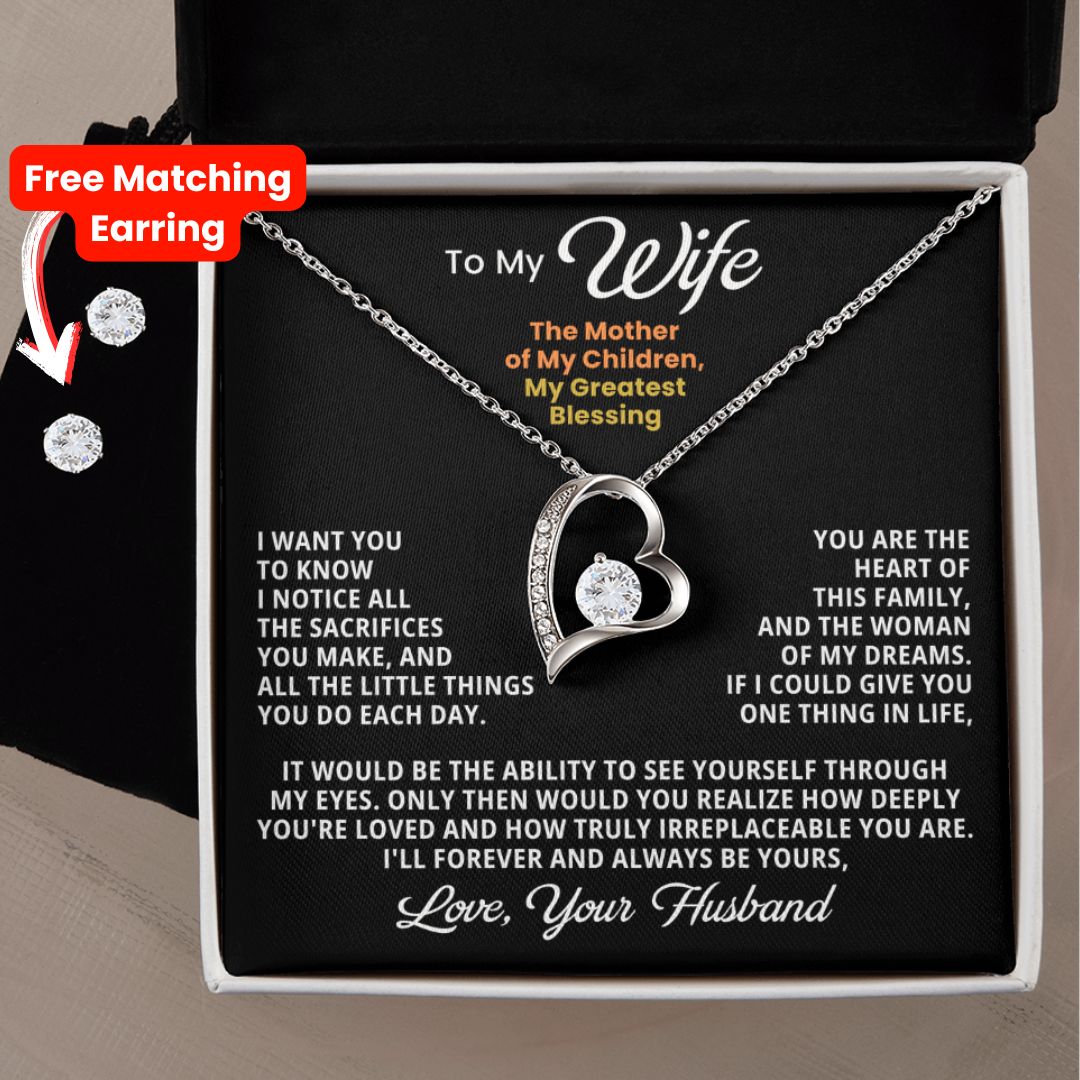To My Beautiful Soulmate — The Mother of My Children, My Greatest Blessing ❤️ (Necklace + Free Matching Earrings)