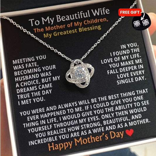 To My Beautiful Wife — The Mother of My Children, My Greatest Blessing ❤️ (Necklace + Free Matching Earrings)
