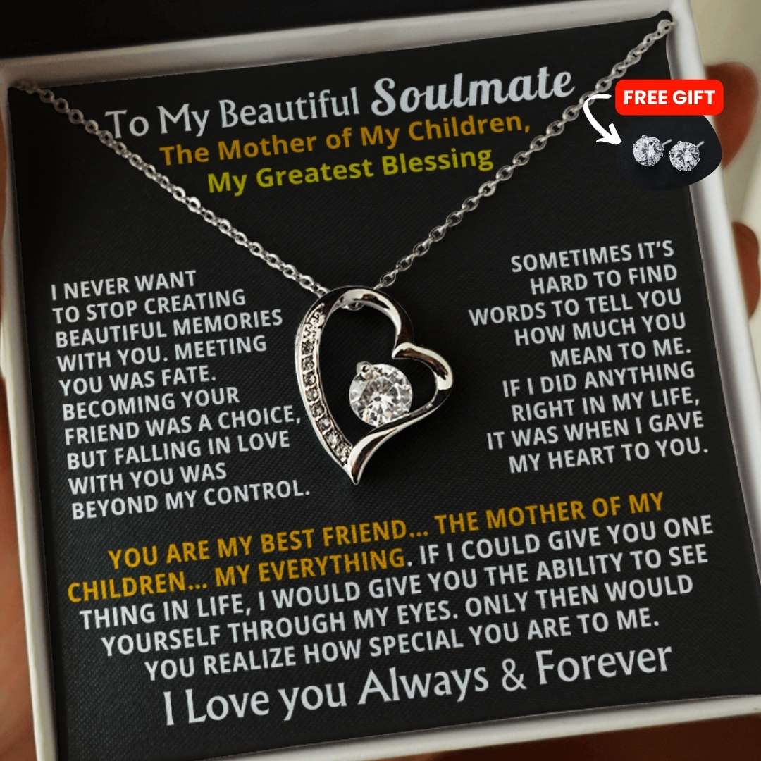 To My Beautiful Soulmate — The Mother of My Children, My Greatest Blessing ❤️ (Necklace + Free Matching Earrings)