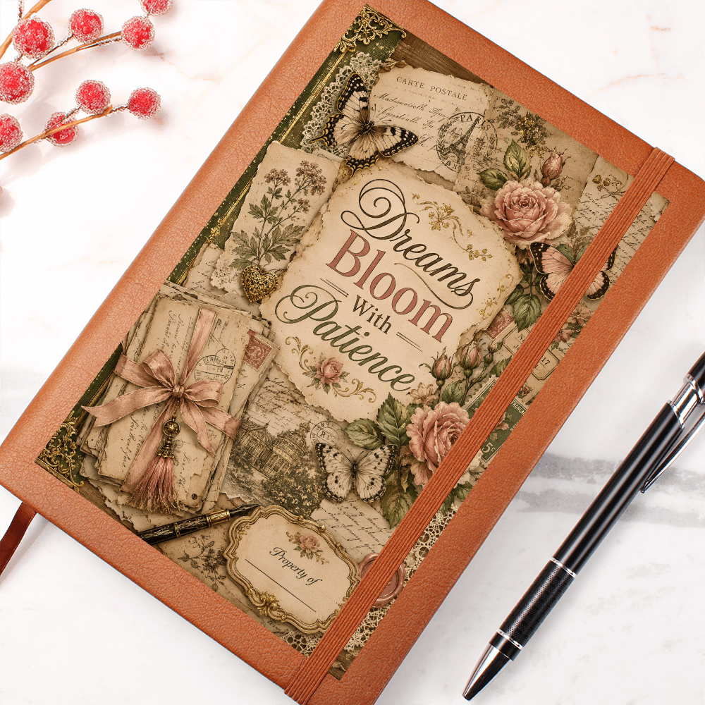 Dreams Bloom With Patience Graphic Journal with Gift Wrap Bundle + Personalized Note