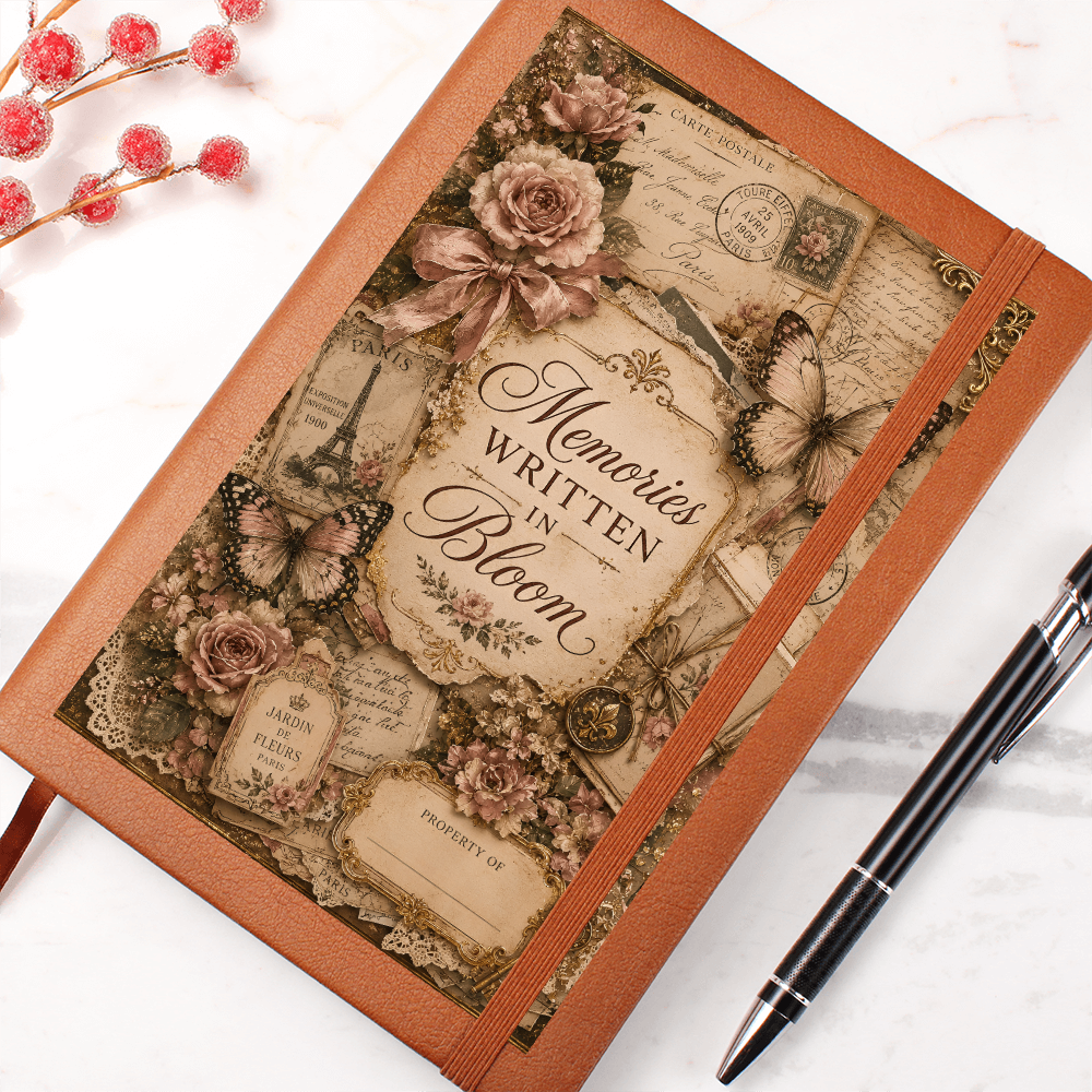 Memories Written in Bloom Graphic Journal with Gift Wrap Bundle + Personalized Note