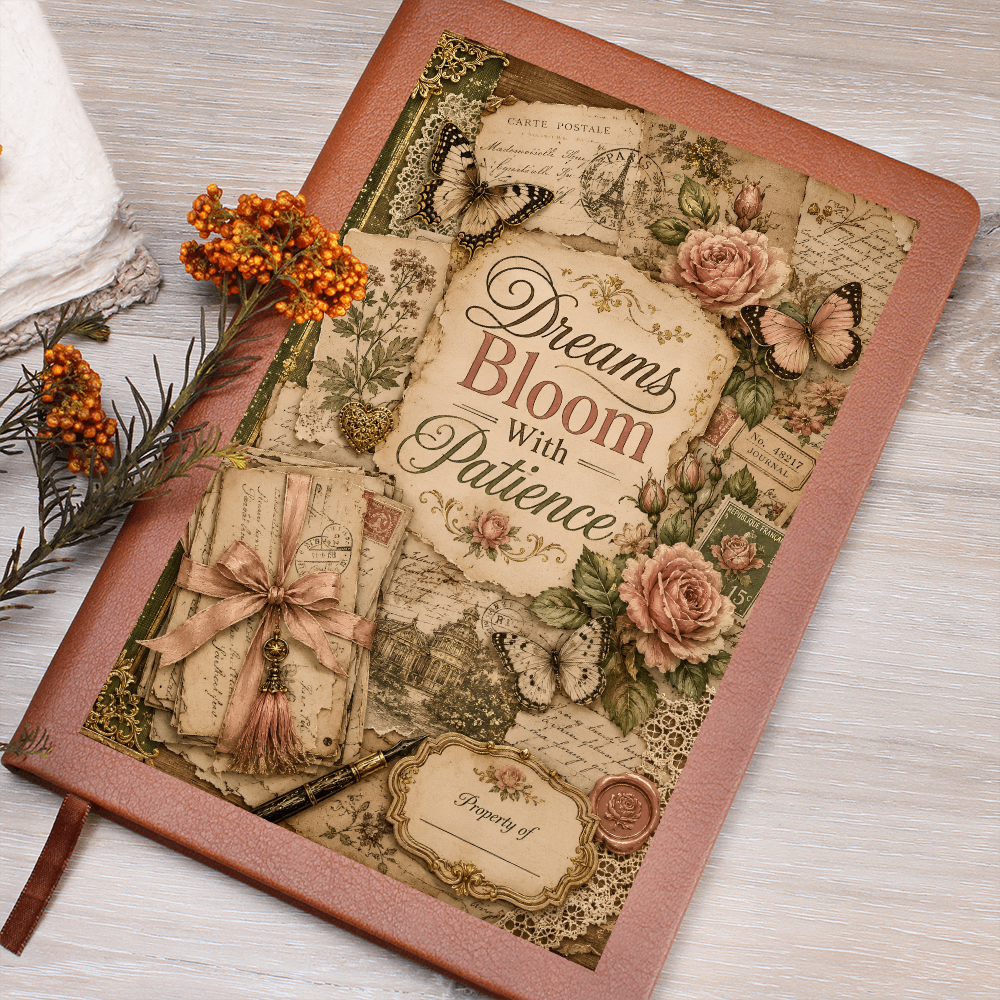 Dreams Bloom With Patience Graphic Journal with Gift Wrap Bundle + Personalized Note