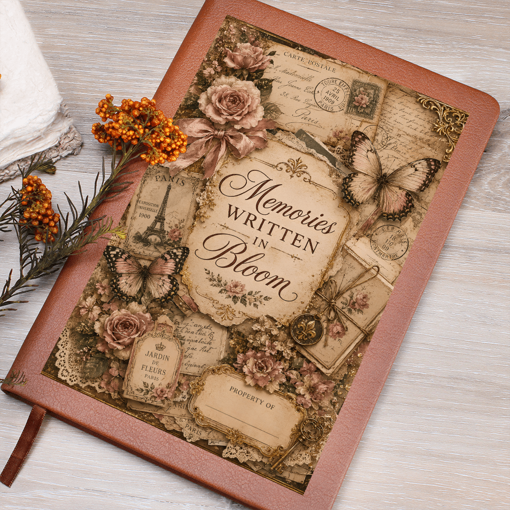 Memories Written in Bloom Graphic Journal with Gift Wrap Bundle + Personalized Note