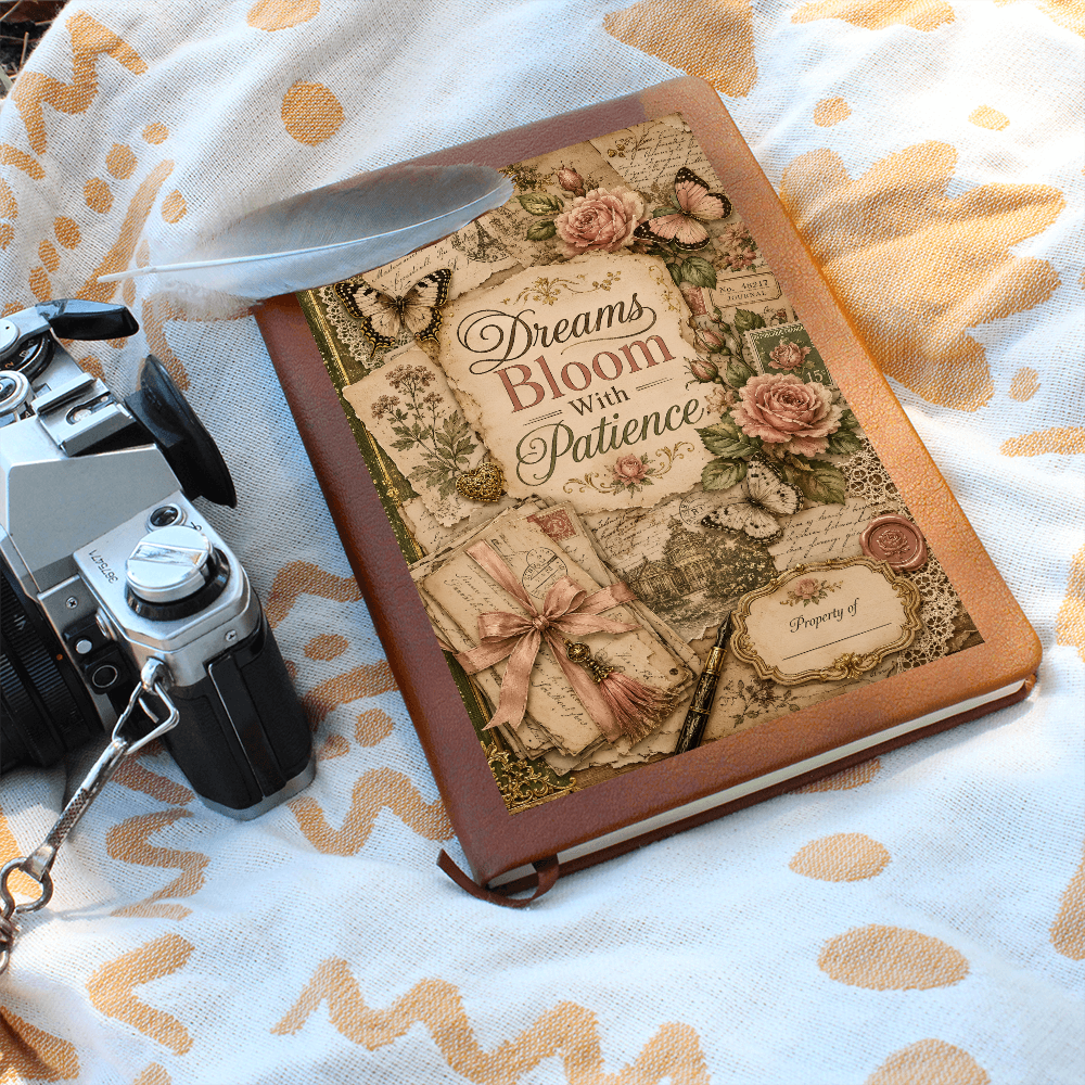 Dreams Bloom With Patience Graphic Journal with Gift Wrap Bundle + Personalized Note