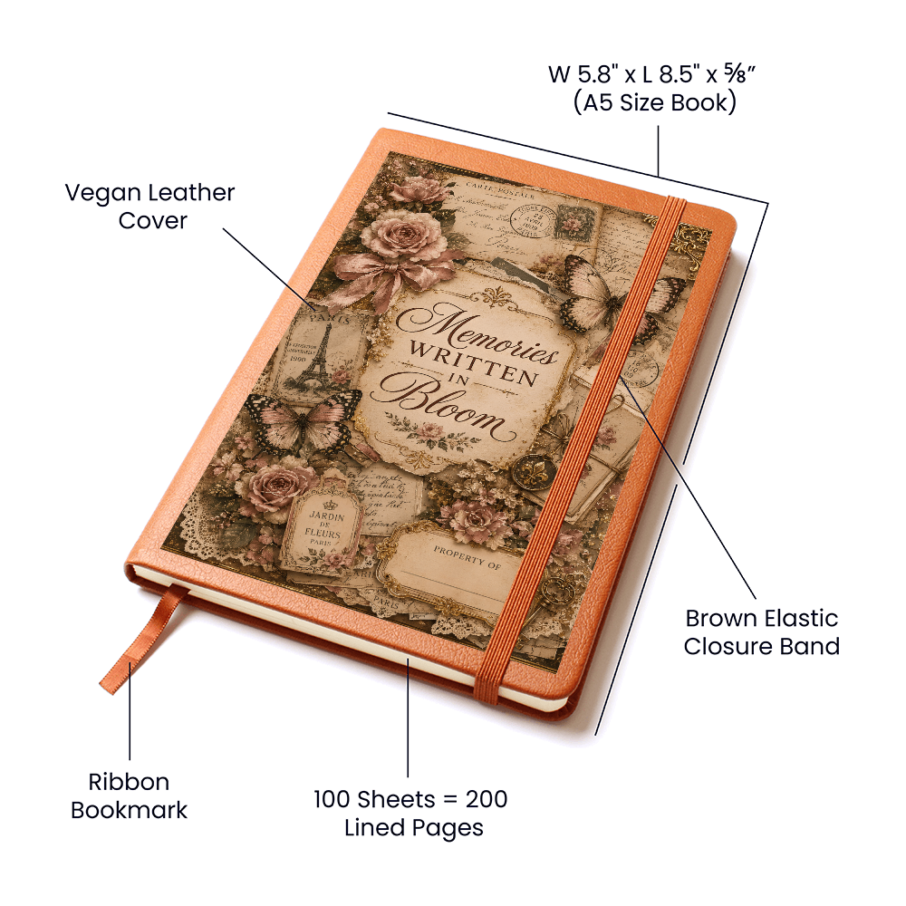 Memories Written in Bloom Graphic Journal with Gift Wrap Bundle + Personalized Note
