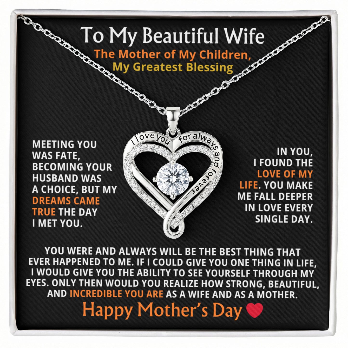 To My Beautiful Wife – The Mother of My Children, My Greatest Blessing (Necklace)