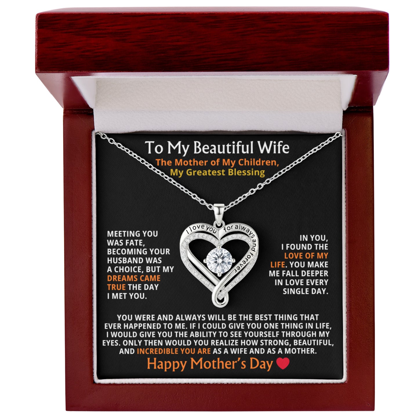 To My Beautiful Wife – The Mother of My Children, My Greatest Blessing (Necklace)