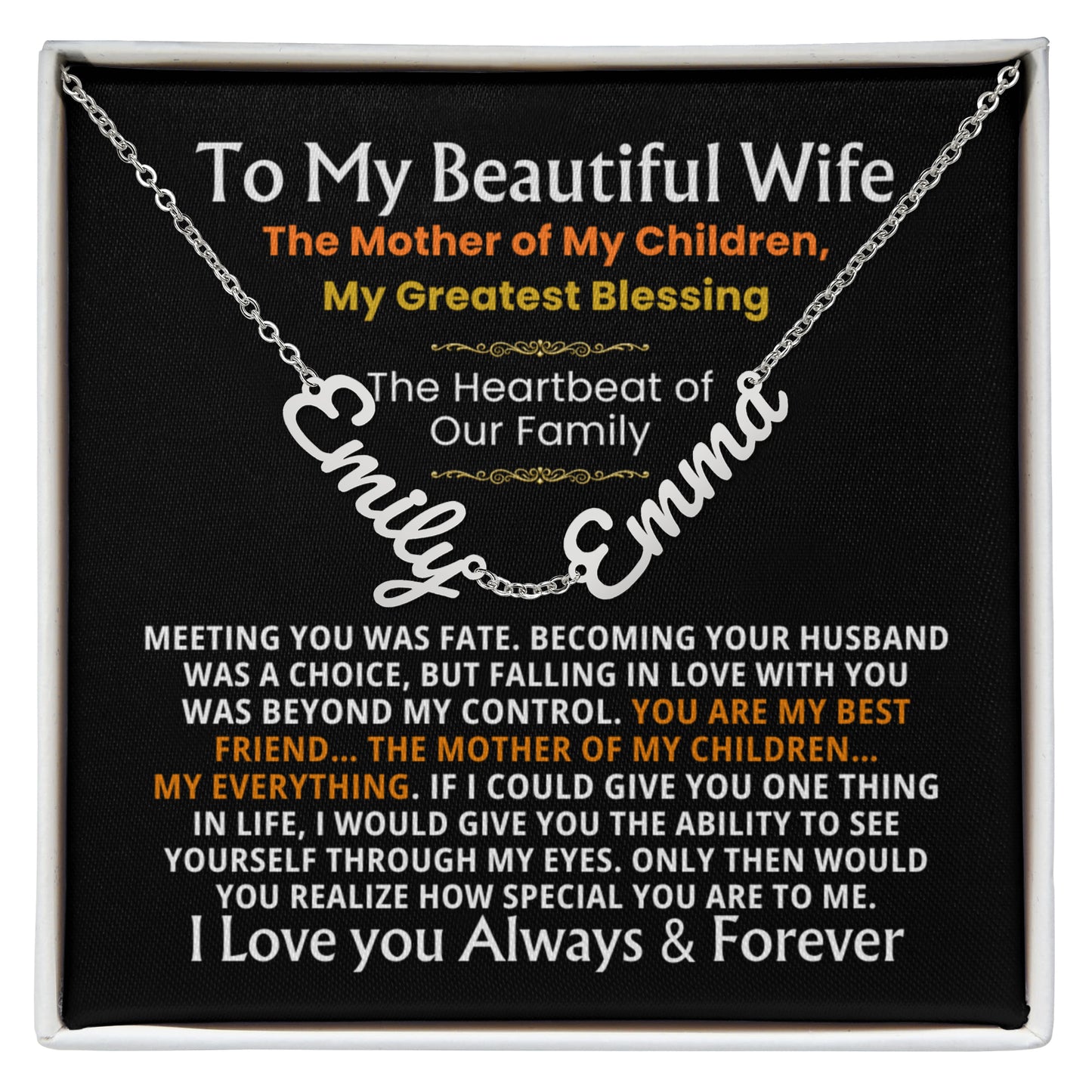 multiple name necklace for wife