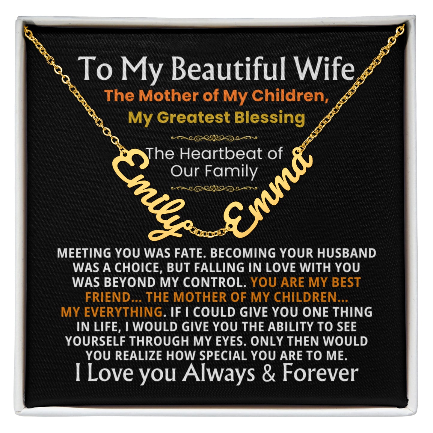 multiple name necklace for wife