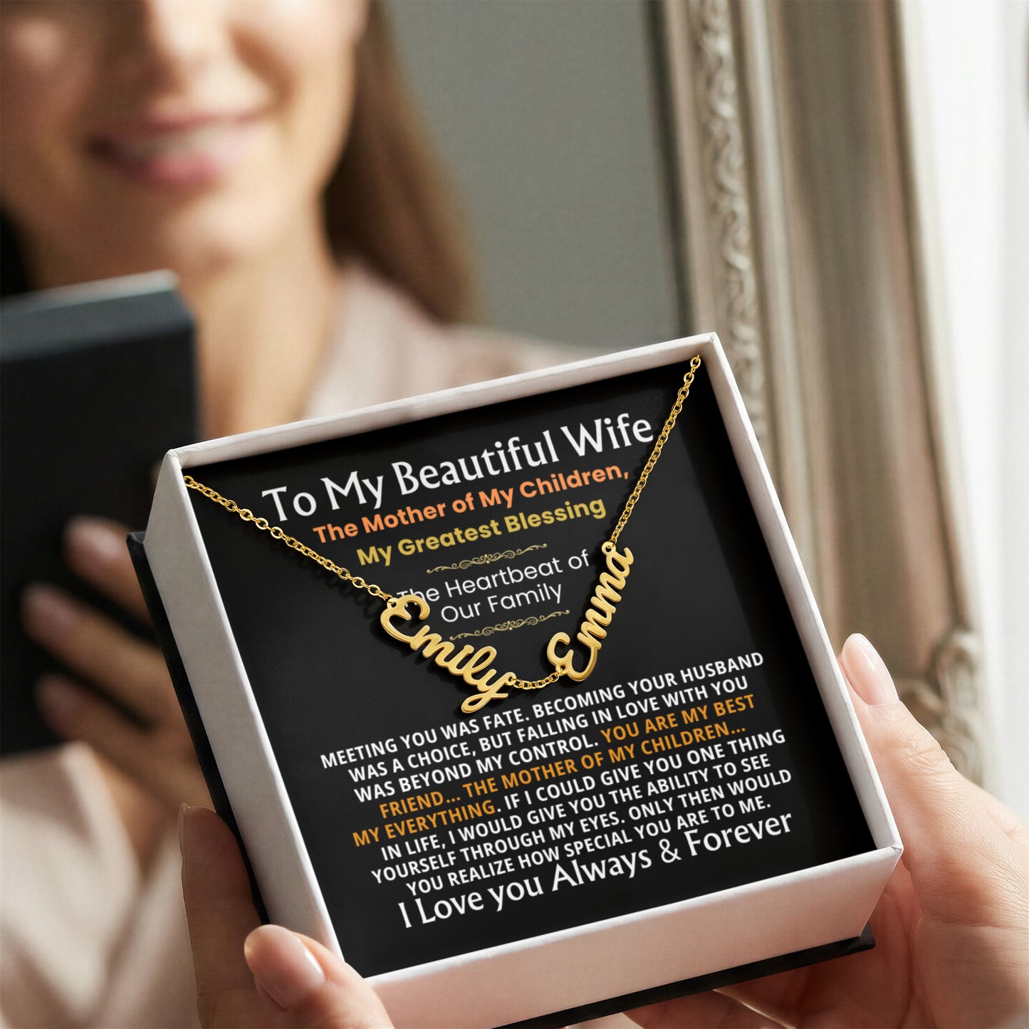 multiple name necklace for wife