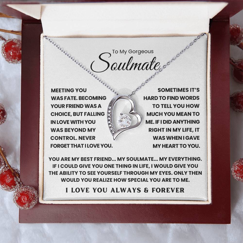 TO MY GORGEOUS SOULMATE - YOU ARE MY BEST FRIEND... MY SOULMATE... MY EVERYTHING - FOREVER LOVE NECKLACE