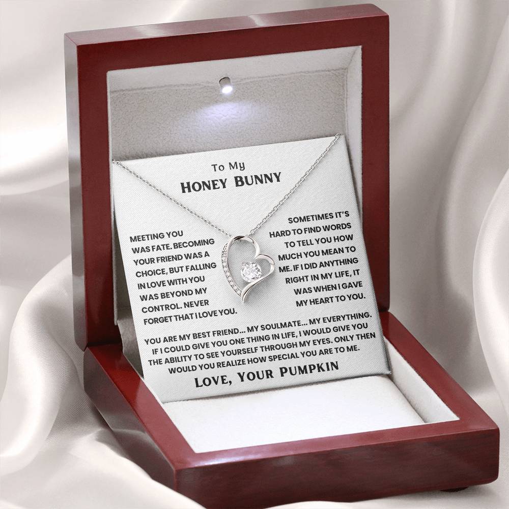 TO MY HONEY BUNNY - THE DAY I MET YOU, MY LIFE CHANGED - FOREVER LOVE NECKLACE + FREE MATCHING EARRINGS SET