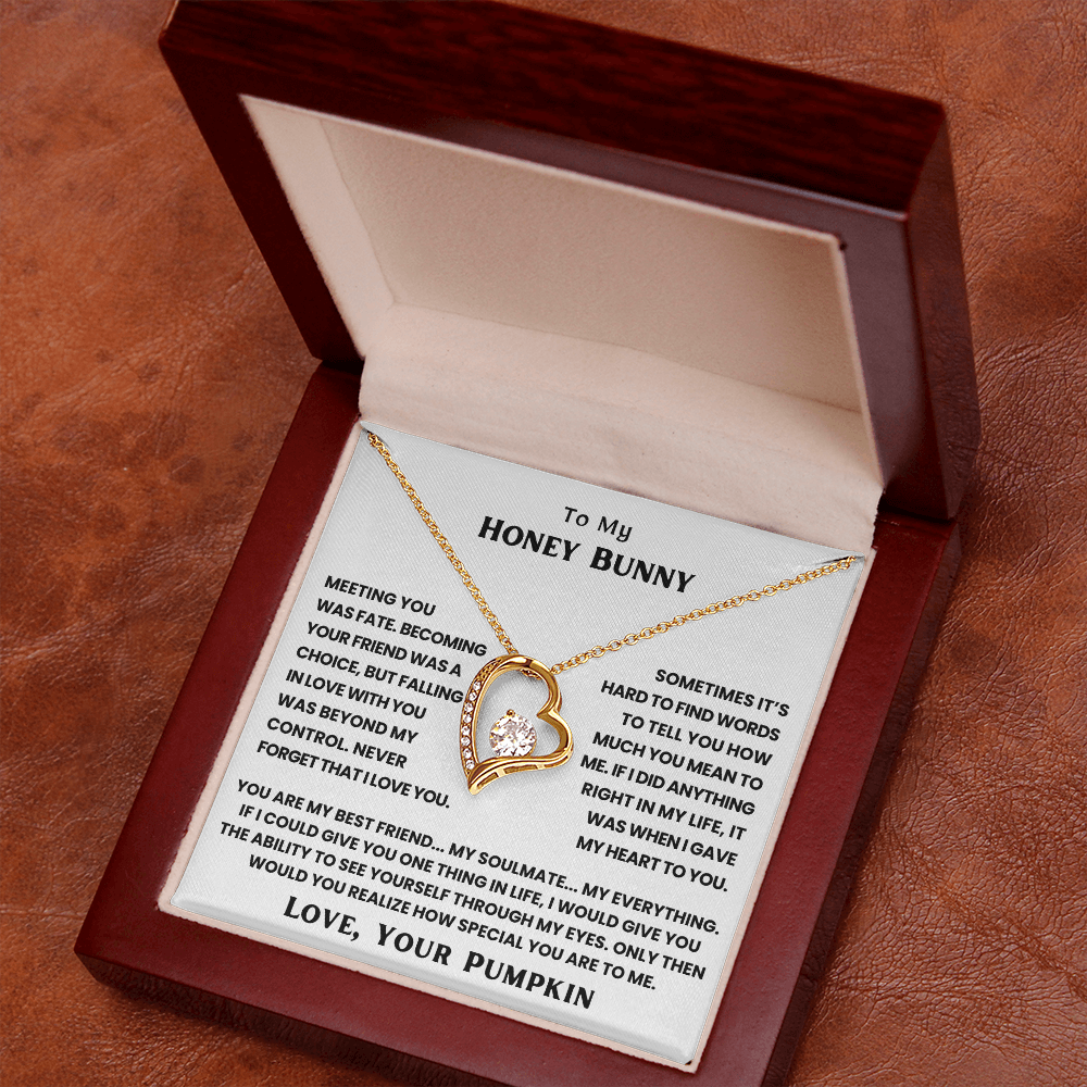 TO MY HONEY BUNNY - THE DAY I MET YOU, MY LIFE CHANGED - FOREVER LOVE NECKLACE + FREE MATCHING EARRINGS SET