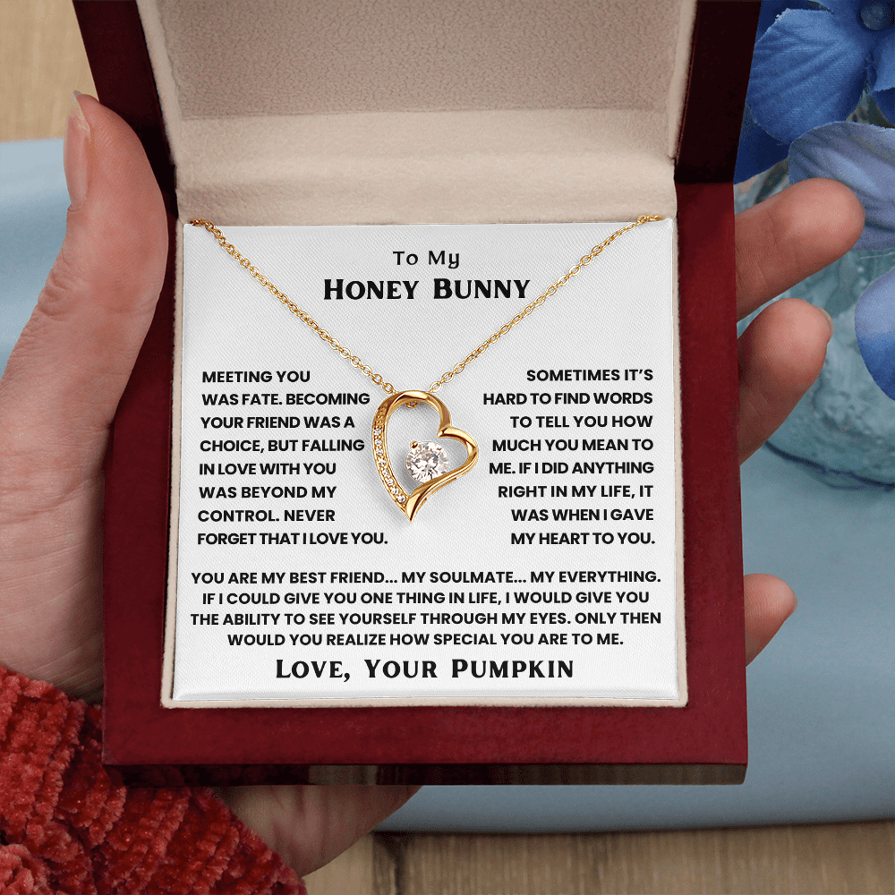 TO MY HONEY BUNNY - THE DAY I MET YOU, MY LIFE CHANGED - FOREVER LOVE NECKLACE + FREE MATCHING EARRINGS SET