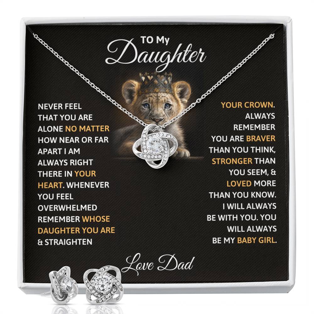 To My Daughter - I'll Always Be with You - Love Knot Necklace Set