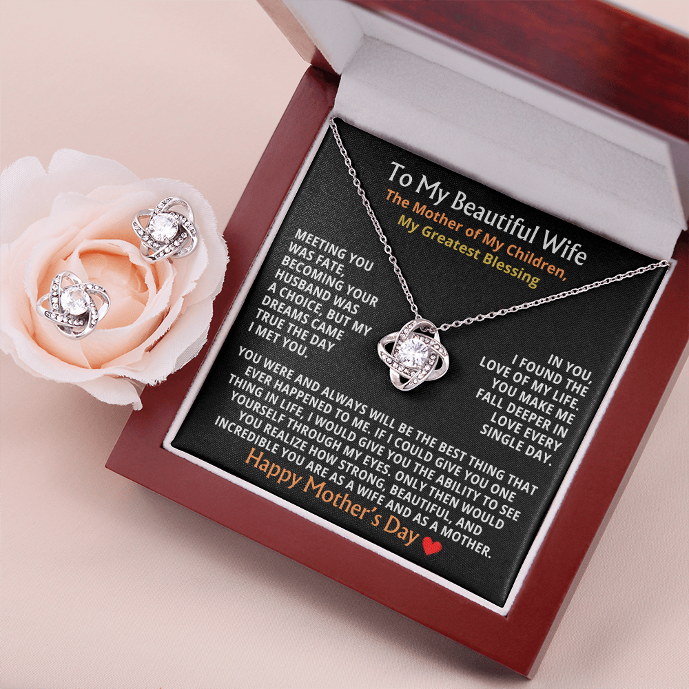 To My Beautiful Wife — The Mother of My Children, My Greatest Blessing ❤️ (Necklace + Free Matching Earrings)