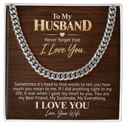 Cuban Link Chain Gift for Husband — My Best Friend, My Soulmate
