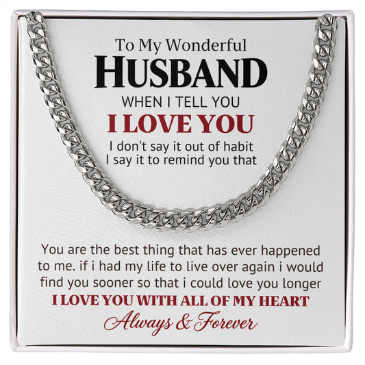 Wonderful Husband Gift Chain – Love You Longer