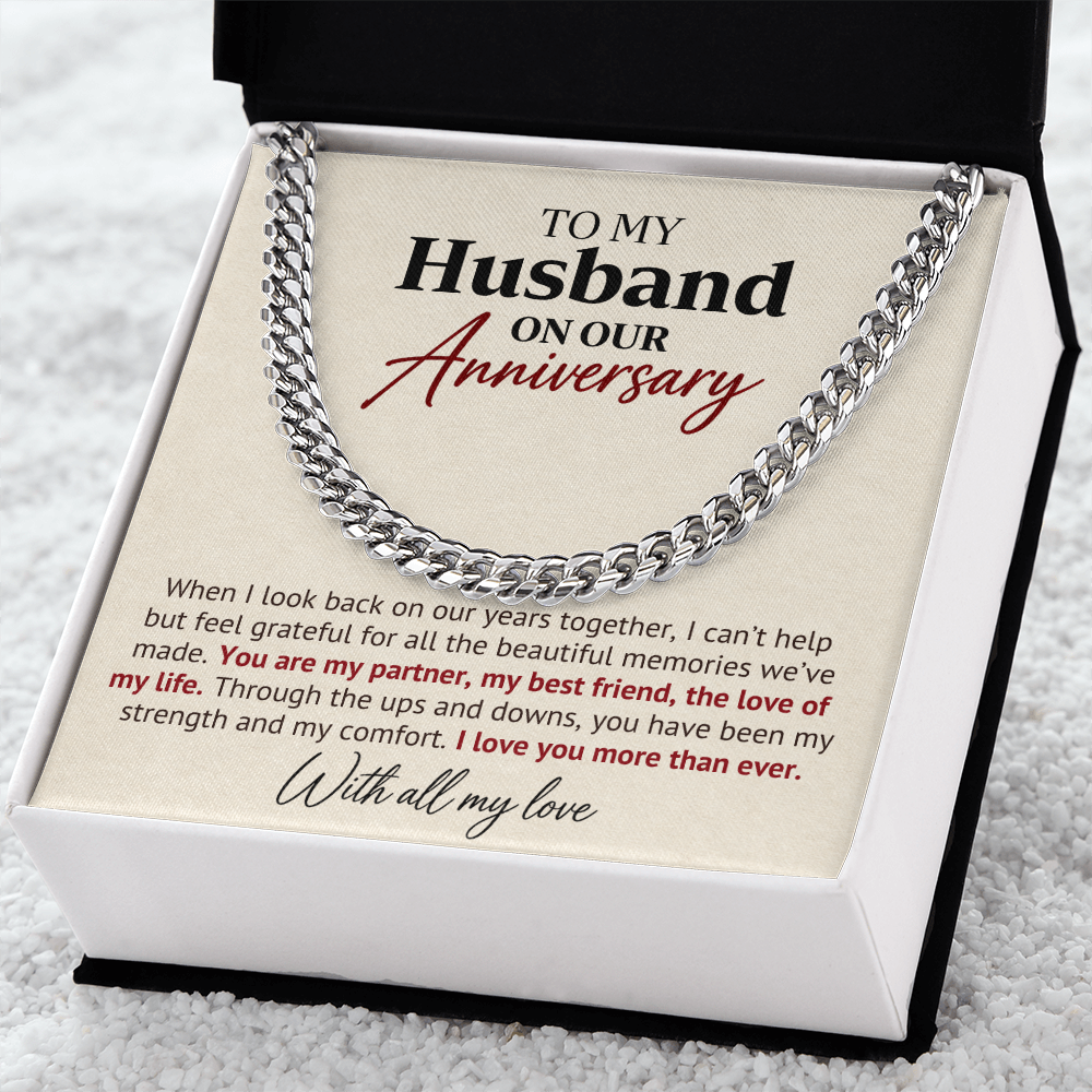 Anniversary Cuban Link Chain Gift for Husband — Love Of My Life