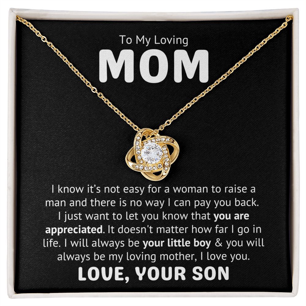 To My Loving Mom Love Knot Necklace From Son