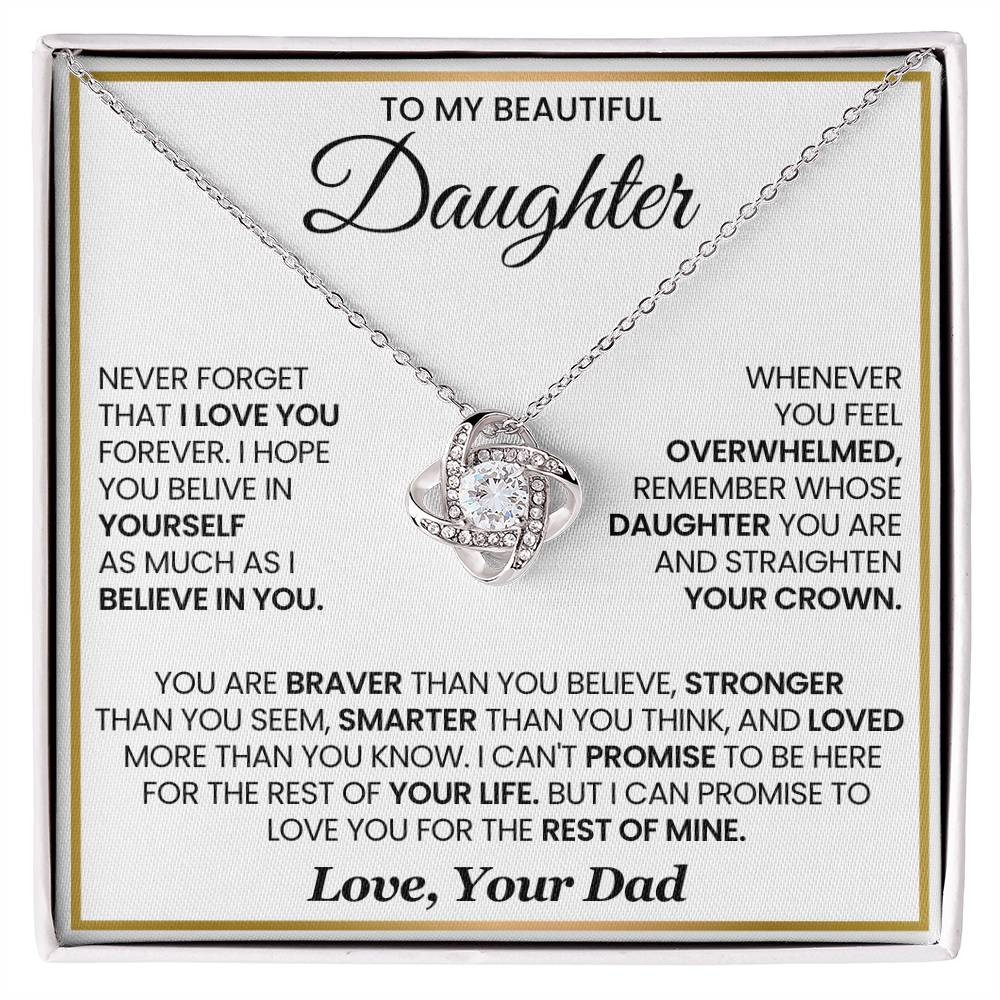 To My Beautiful Daughter - I Hope You Believe - Loveknot Necklace