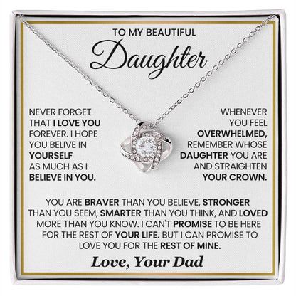 To My Beautiful Daughter - I Hope You Believe - Loveknot Necklace