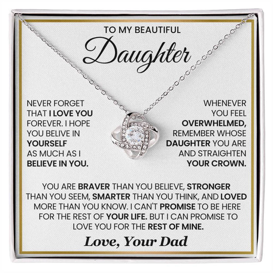 To My Daughter Love knot Necklace