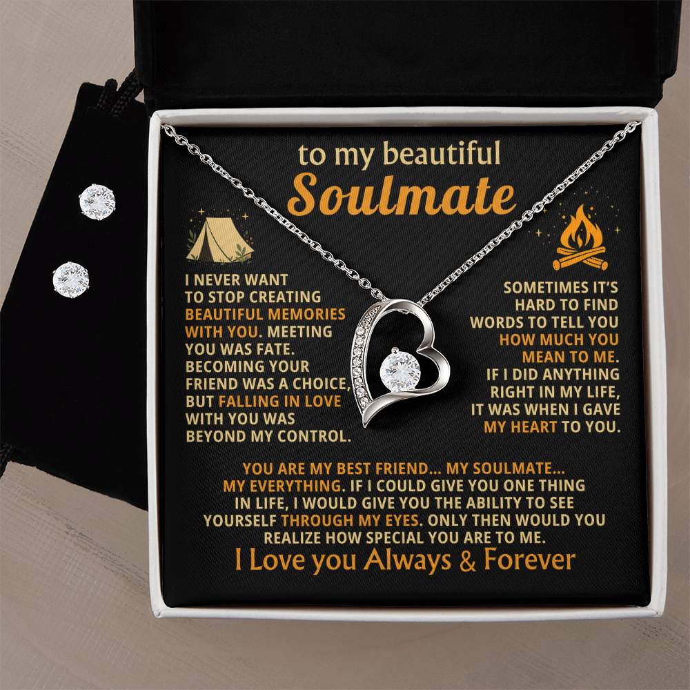 Romantic Soulmate Gift Necklace with Heartfelt Message Card