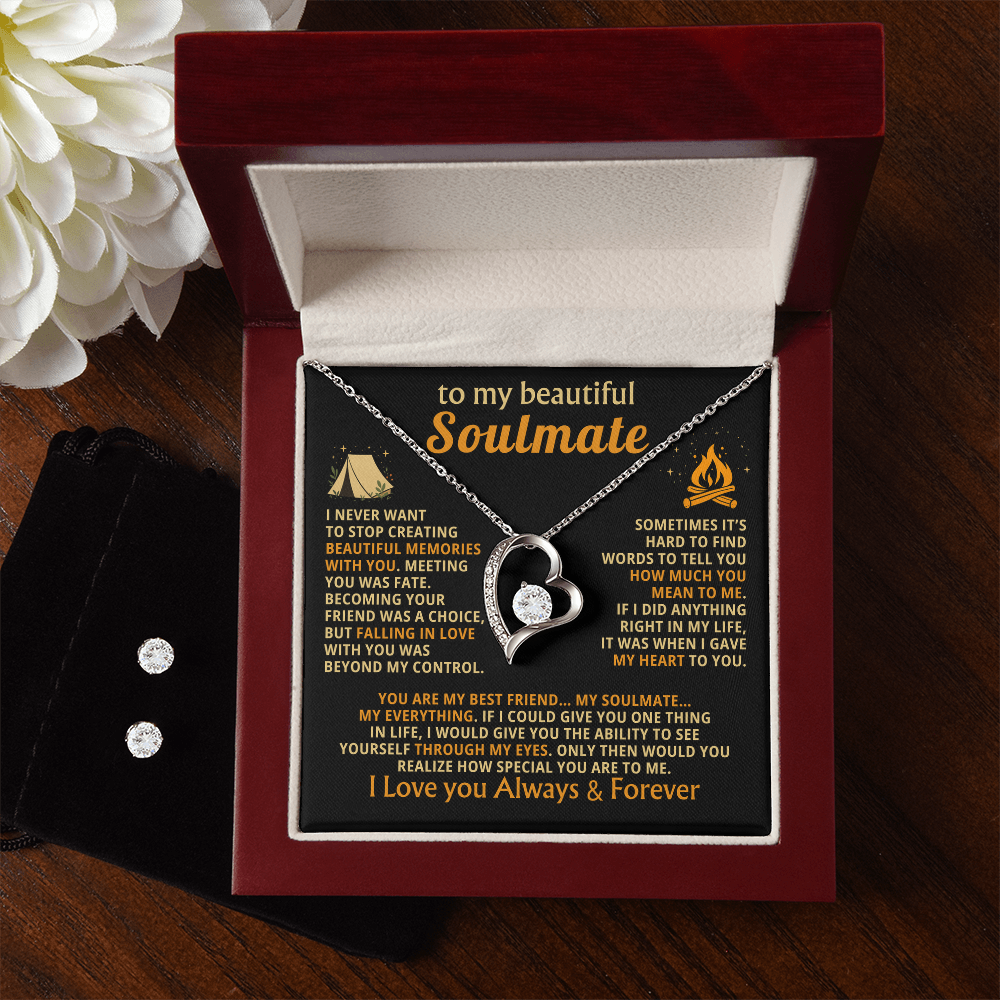Romantic Soulmate Gift Necklace with Heartfelt Message Card