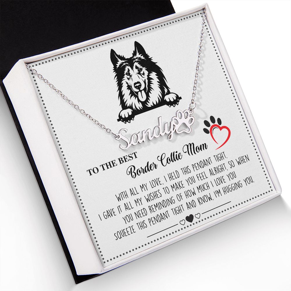 To The Best Dog Mom Paw Print Name Necklace