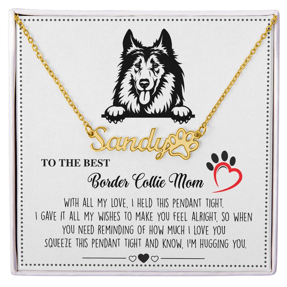 To The Best Dog Mom Paw Print Name Necklace