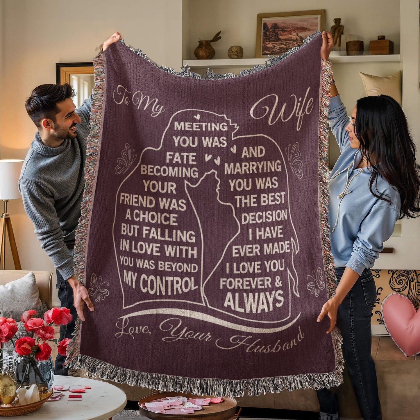 TO MY SOULMATE - THE DAY I MET YOU, MY LIFE CHANGED - WOVEN BLANKET