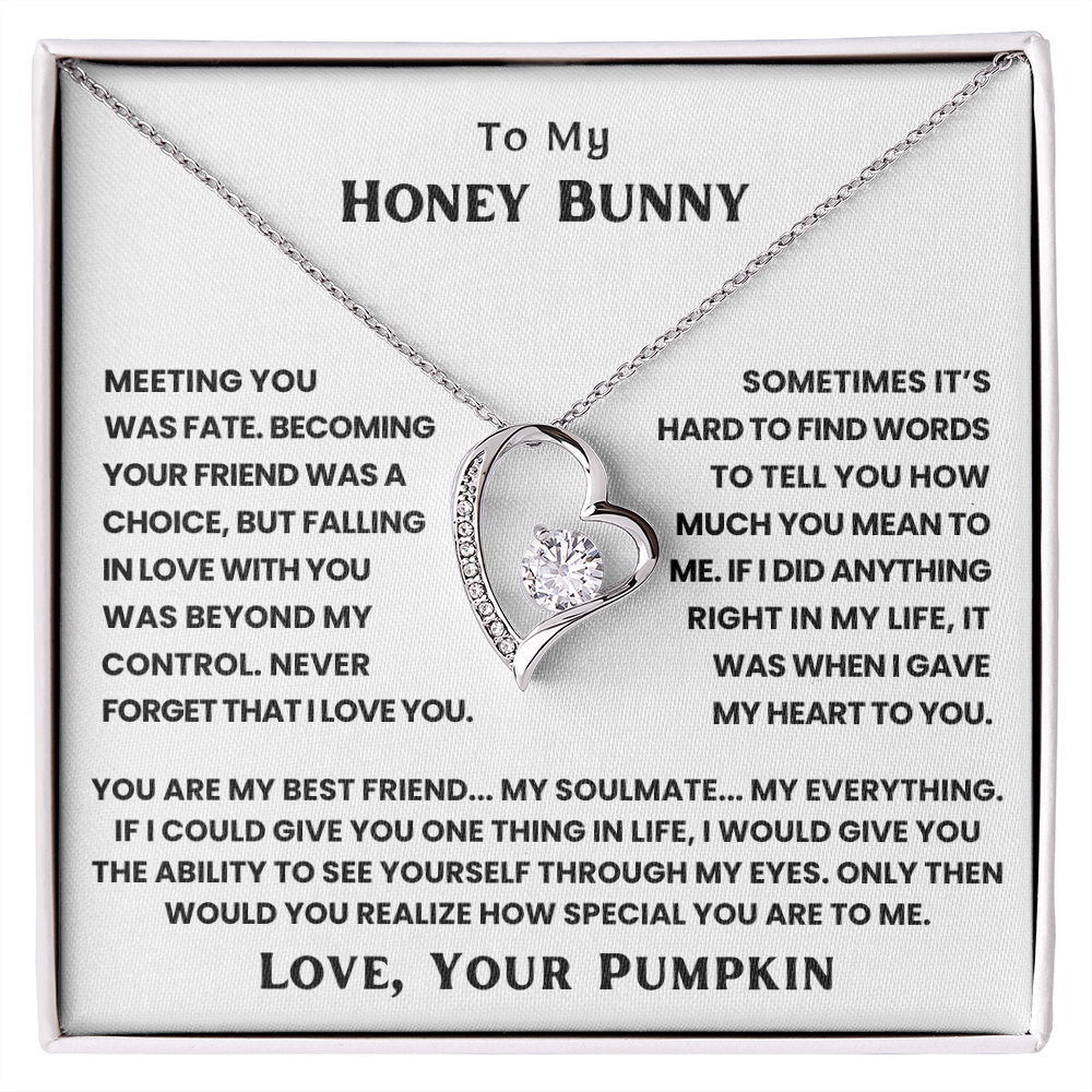 TO MY HONEY BUNNY - THE DAY I MET YOU, MY LIFE CHANGED - FOREVER LOVE NECKLACE + FREE MATCHING EARRINGS SET