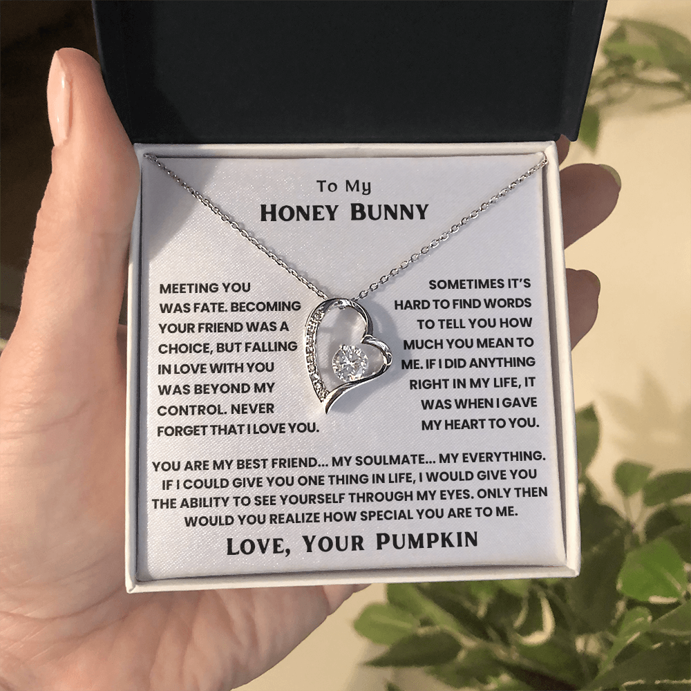 TO MY HONEY BUNNY - THE DAY I MET YOU, MY LIFE CHANGED - FOREVER LOVE NECKLACE + FREE MATCHING EARRINGS SET