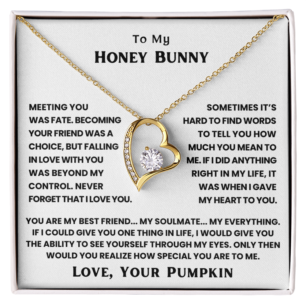 TO MY HONEY BUNNY - THE DAY I MET YOU, MY LIFE CHANGED - FOREVER LOVE NECKLACE + FREE MATCHING EARRINGS SET