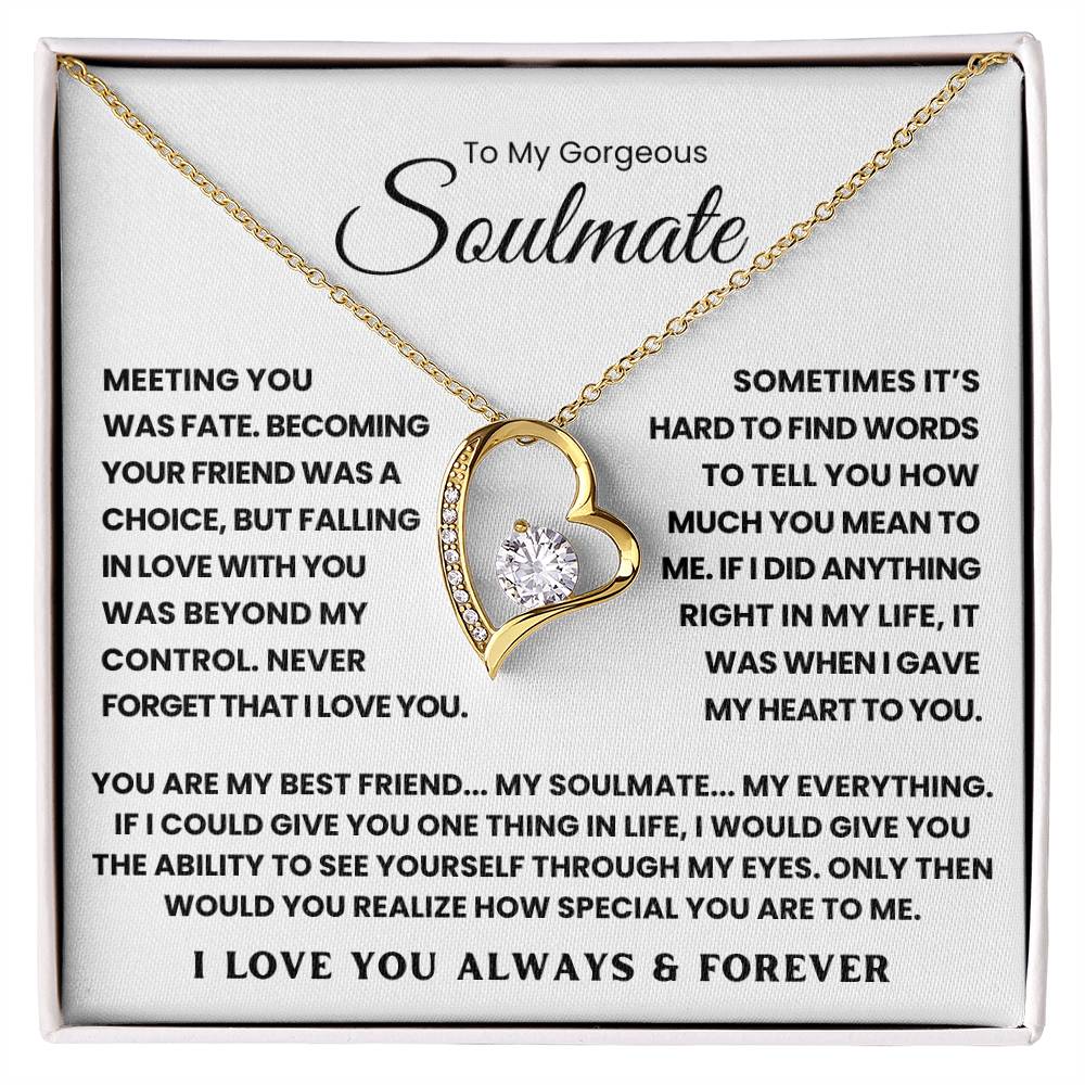 TO MY GORGEOUS SOULMATE - YOU ARE MY BEST FRIEND... MY SOULMATE... MY EVERYTHING - FOREVER LOVE NECKLACE