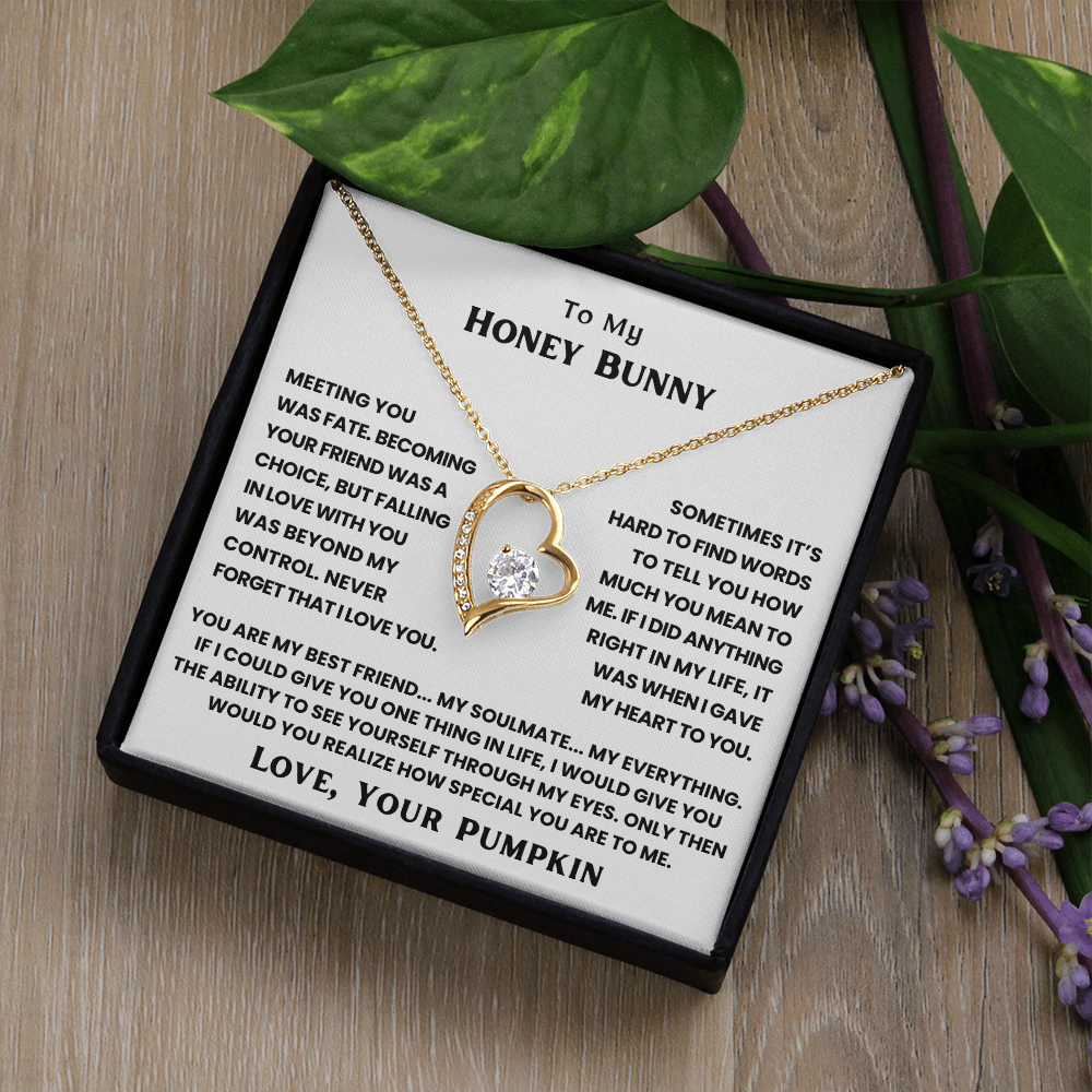 TO MY HONEY BUNNY - THE DAY I MET YOU, MY LIFE CHANGED - FOREVER LOVE NECKLACE + FREE MATCHING EARRINGS SET