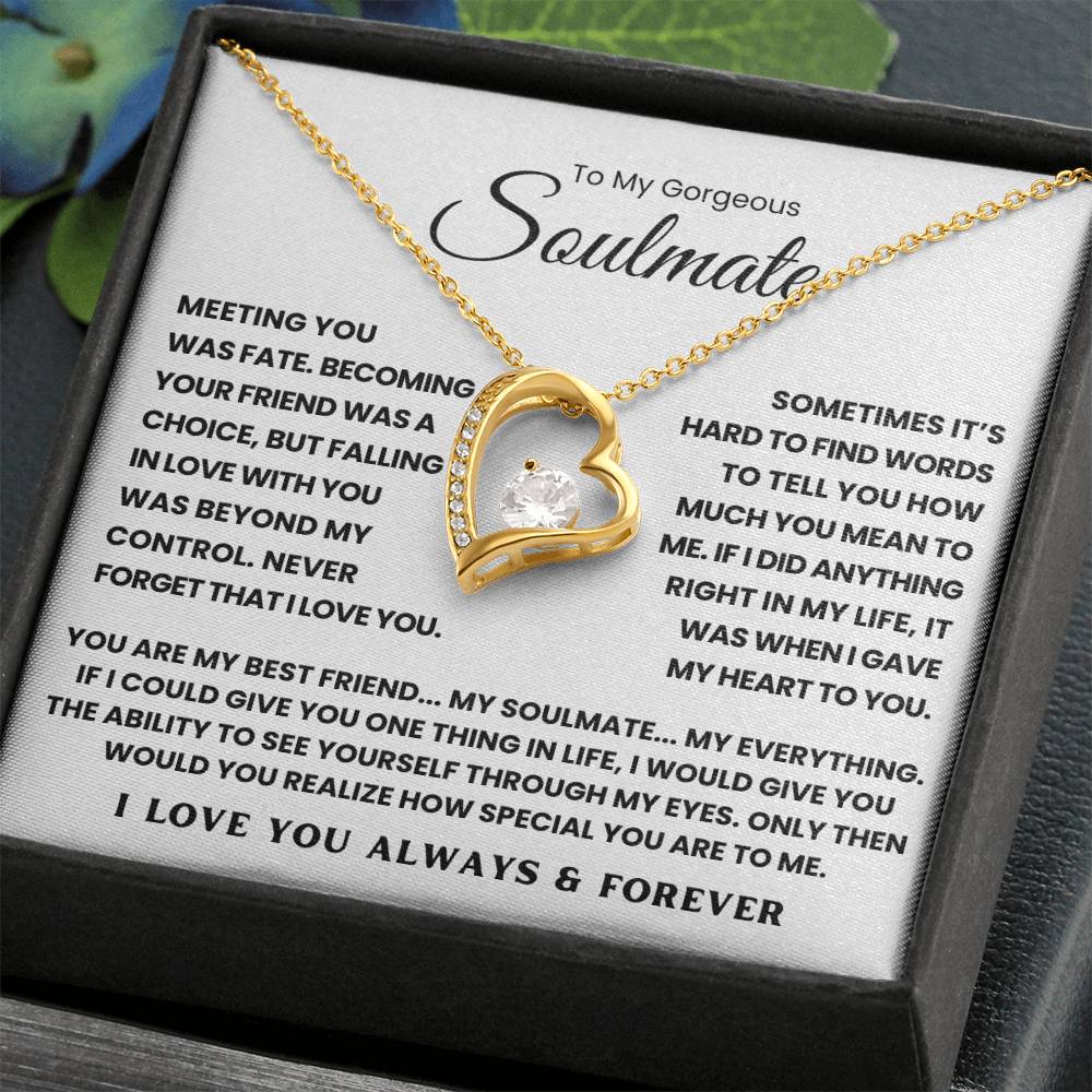 TO MY GORGEOUS SOULMATE - YOU ARE MY BEST FRIEND... MY SOULMATE... MY EVERYTHING - FOREVER LOVE NECKLACE