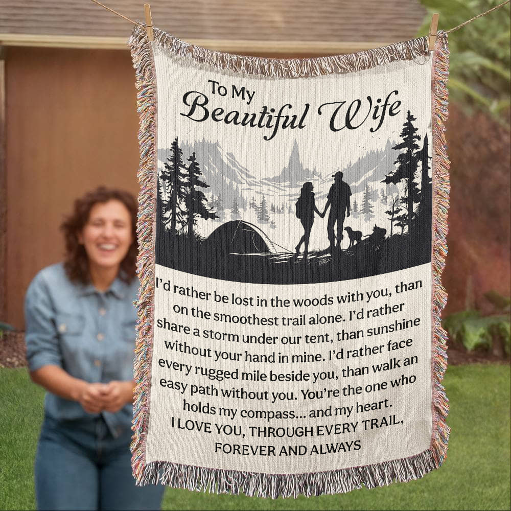 Camping Blanket Gift – For the Wife Who’s Your Compass Through Every Trail