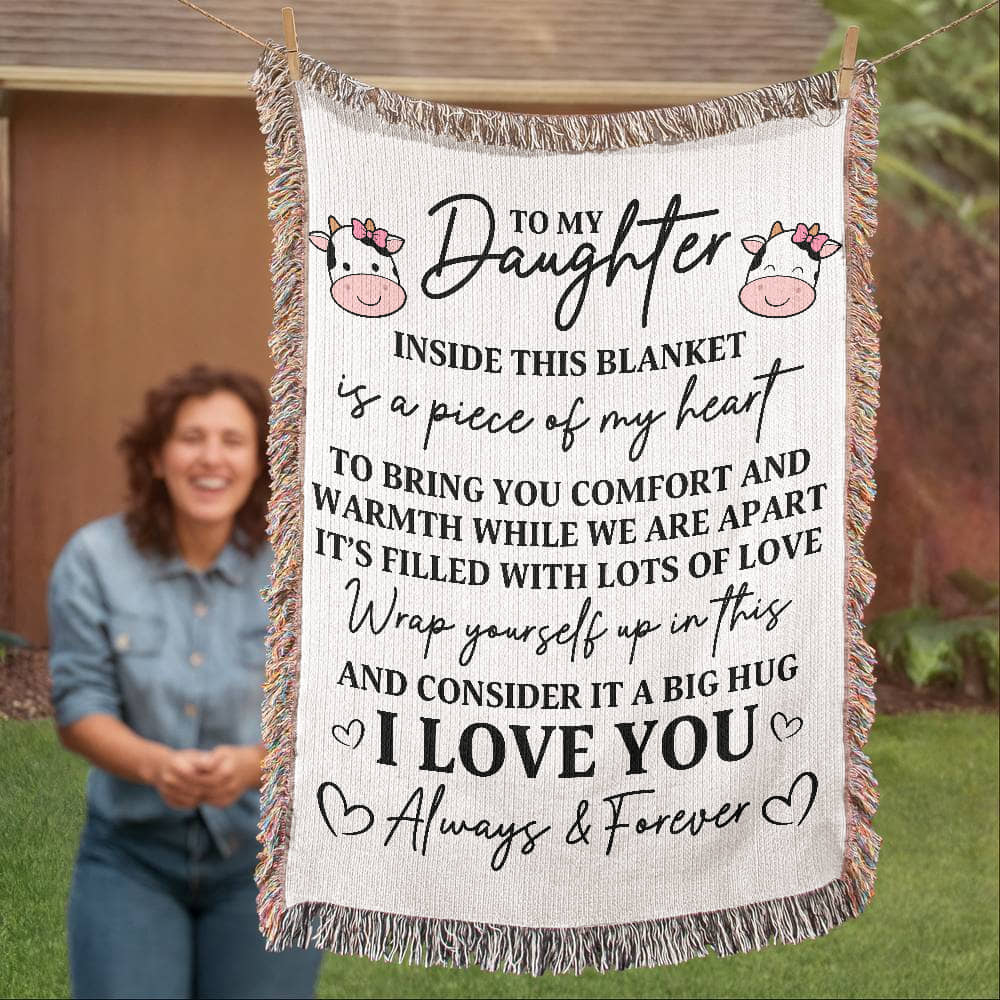 To My Daughter – “Piece of My Heart” Cow Blanket Filled with Love & Hugs