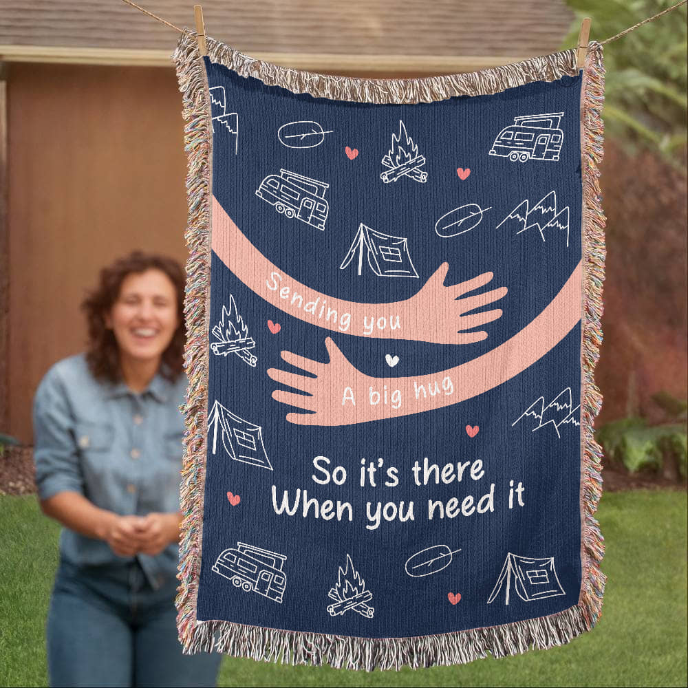 Sending You a Big Hug – Cozy Camping Blanket for Someone You Miss ⛺💙